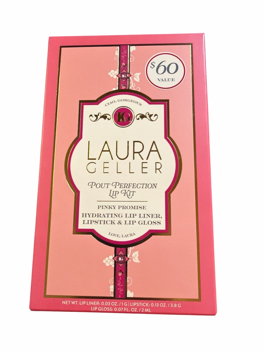 NWT Laura Geller Pout Perfection 3-Piece Lip Kit - Pinky Promise